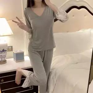 엘럽 봄 가을 여름 커플 잠옷세트 파자마 레이스 프렌치 패드 순면 슬림핏 실내복 아우터 가능 세트 박템3