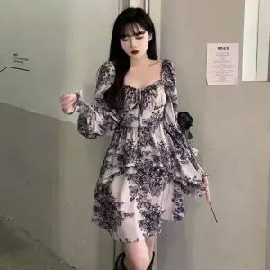[하프클럽/]여성용 사랑스러운 패턴 미니 A라인 원피스 데일리룩 롱스타일