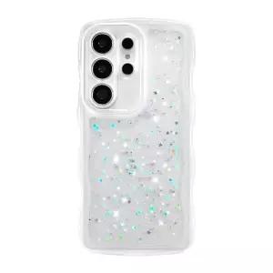 ZTOFERA 삼성 갤럭시 S26 울트라 5G 케이스 6.9인치용, 스타 글리터가 있는 귀여운 컬리 웨이브 케이스, 투