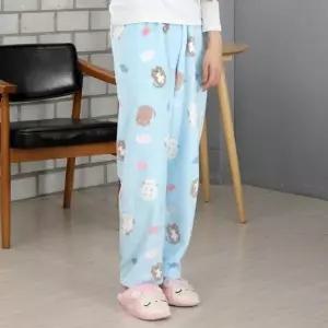 [하프클럽/]극세사 남녀 수면용 파자마 바지 블루색