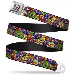 Buckle-Down 안전벨트 - 다채로운 칼라베라 스택 멀티 컬러 - 너비 2.5cm(1인치) - 길이 50.8-91.4cm(20-36