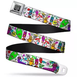 Buckle-Down 안전벨트 벨트 - 몬스터 화이트 - 2.5cm 너비 - 50.8cm 길이, 멀티컬러.