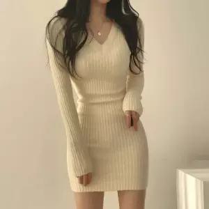 [하프클럽/]니트 골지 원피스 원피스 슬림 여자 슬림핏 데일리