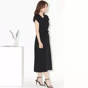[하프클럽/]니트 여자 카라 반팔 여름 허리끈 원피스 롱원피스