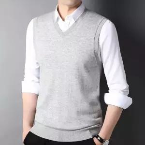 엘럽 남사친 울 브이넥 조끼 스웨터기모 캐시미어 박템1