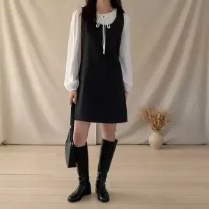 [하프클럽/]여성 민소매 절개 니트 미니 원피스 스웨터