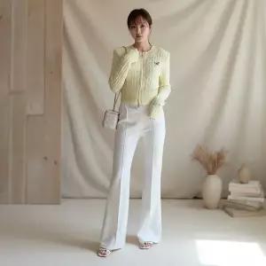 [하프클럽/]여성 나팔 포인트 핀턱 히든밴드 편한 슬랙스 면바지