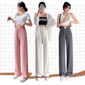 [하프클럽/]여자 넓은 하이웨스트 폴리 주름없는 팬츠 바지