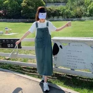 엘럽 원피스 치마 여성용 데님 빈티지 멜빵 박템1