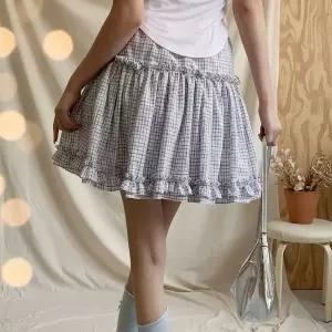 [하프클럽/]여성 봄여름 체크 프릴 플레어 미니 스커트 치마
