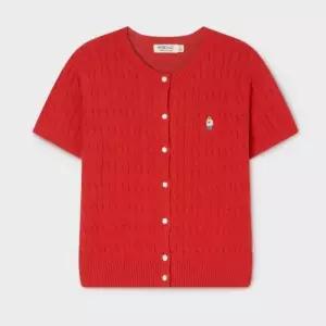 후아유 여성 Steve R-neck Cable Short Sleeve Cardigan WHCKG2412F 370267