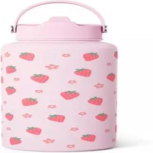 딸기 물병 32 스테인리스 스틸 뚜껑과 빨대 여성용 보온병 생일 크리스마스 선물 디어 Strawberry 1