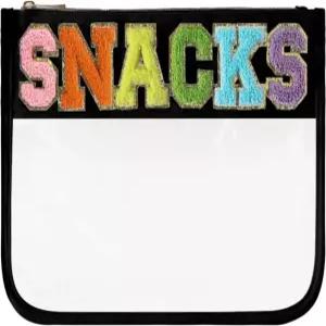 여행용 DISEN nille 레터 클리어 지퍼 파우치 나일론 가방 여성용 메이크업 여행 8인치 x 82인치 Black-Snacks