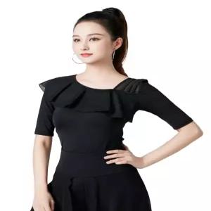 라인댄스 상의 하의 반짝이 긴팔 블랙 티셔츠 댄스복
