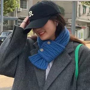 [하프클럽/]버튼 꽈배기 목도리 미니사이즈 넥워머 방한 쁘띠