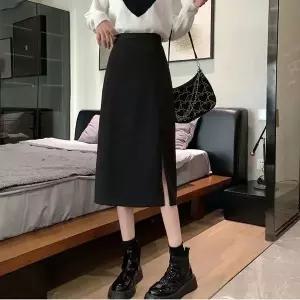 [하프클럽/]슬릿 스커트 뒷 치마 허리 밴딩 롱 편한 옆트임 여자