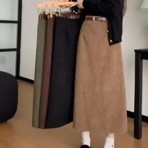 [하프클럽/]롱 치마 겨울 코듀로이 밴딩 스커트 골덴 롱스커트