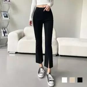[하프클럽/]여성 앞슬릿 절개 부츠컷바지 9부 나팔바지 슬랙스 3색