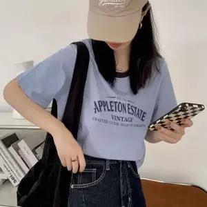 [하프클럽/]면티 레터링 티셔츠 여자 여름 루즈핏 세미크롭 반팔