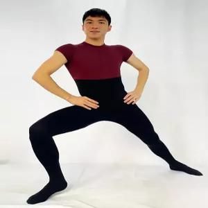 남성 발레 레오타드 댄스 용 꽉 바디 슈트 스쿠프 넥 스킨 트 조끼 체조 댄스웨어 반소매
