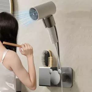 헤어 드라이어 홀더 핸즈프리 구멍 뚫 필요 없음 범용 에어 덕트 보관 랙 고정 조절 가능한 벽걸이