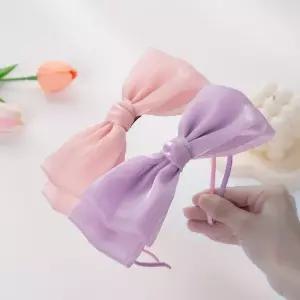 여성용 큰 나비 머리띠 반짝이 거즈 메쉬 공주 헤어 후프 댄스 파티 운동 모자