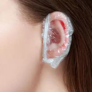 200PCS 클리어 일회용 이어 프로텍터 목욕 염색 및 미용을 위한 방수