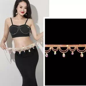 패션 여성 허리 체인 밸리 댄스 벨트 쥬얼리 댄스웨어 복장 의상 라인 석 Bellydance 성능