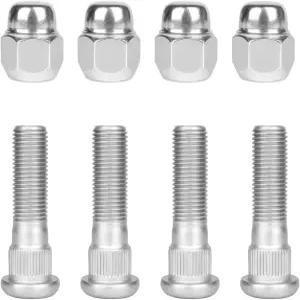 SWPHRT 8PCS M2x25 자동차 휠 허브 볼트 스터드 및 너트 세트 스틸 크롬 차량 러그 키트 OEM 287AJ000