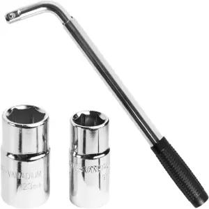Hbxdeco 텔레스코핑 러그 렌치 확장 가능한 4방향 휠 7/9mm 및 2/2m 소켓이 장착된 너트 제거기 세트