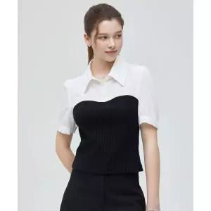 ROEM 뷔스티에 매칭 반팔 블라우스 RMBLG25NT5 180629