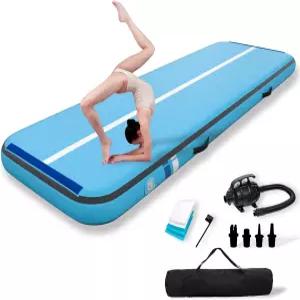 가정용 치어리딩 워터 펀 및 캠핑용 공기 바닥 훈련 매트 8인치 두께 - 500W 전기 펌프 탄소 패턴 포함