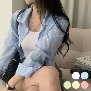 [하프클럽/]반크롭 잔스트라이프 셔츠