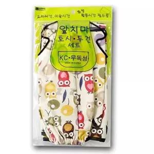 [하프클럽/]앞치마 토시 두건 세트 어린이집앞치마 미술준비물 두건세트