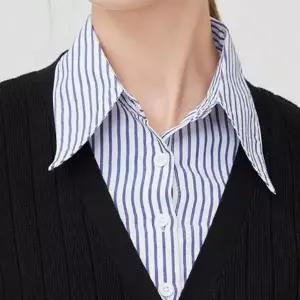 [하프클럽/]레이어드 여성 페이크 셔츠 스트라이프 줄무늬 페이크 셔츠 세