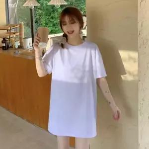 [하프클럽/]여성 오버핏 여름 루즈핏 무지 반팔 롱 베이직 티셔츠
