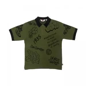 BEN DAVIS 흰색 LABEL SCRIBBLE KNIT POLO GREEN