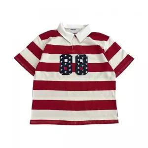 SK8ER ROCK 88 Stripe Rugby Shirt ((ivory*red))