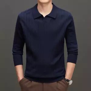 샤오원샵 남성용 니트 캐주얼 터틀넥 키작남 칼라넥 퍼 스웨터 긴팔 봄가을 꾹3