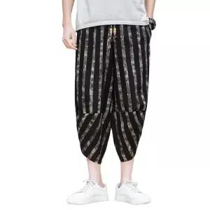 남성린넨스트라이프팬츠 데일리 얇은 8부 슬랙스 항아리바지 츄리닝 벌룬팬츠