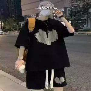 야무치 여름 남성 투피스 세트 데일리룩 트레이닝복 반팔세트 반팔 프린트 빅사이즈 KUK2