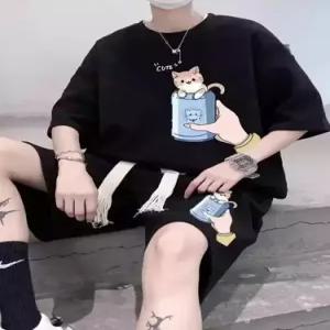 야무치 남성 캐주얼 여름 투피스 반팔세트 트렌드 세트 티 트레이닝복 데일리룩 반팔 반바지 농구복 KUK2