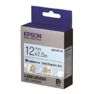 EPSON)라벨프린터리본 리락쿠마(SGR12CB)청색 흑문자프린트카트리지 인쇄 테이프 용지