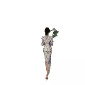 솔저스여사친 원피스 스커트 가을 펜슬 복고 프린트 슬림핏 트임 OPH3