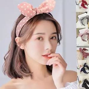 [하프클럽/]와이드 여자 머리띠 도트 여성 헤어밴드 리본 데일리 패브릭 패