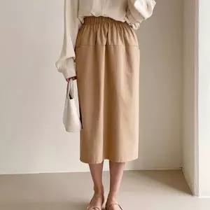 [하프클럽/]밴딩 롱치마 편한 항아리 트임 스커트 치마