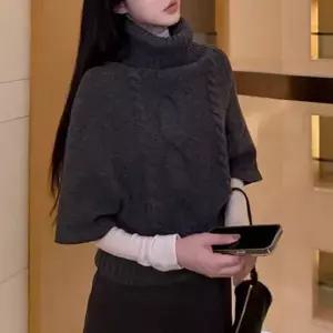 [하프클럽/]꽈배기 가오리핏 레이어드 터틀넥 니트 여성 스웨터