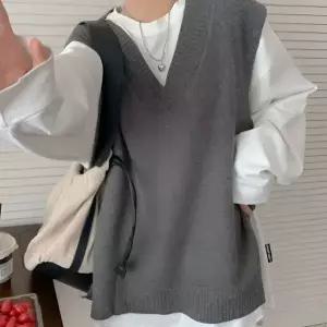 [하프클럽/]오버핏 브이넥 니트조끼 박시핏 니트 베스트 조끼