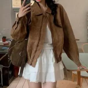 [하프클럽/]세무 여성 숏 시보리 카라 스웨이드 봄 가을 점퍼 자켓