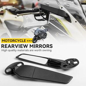 수정 된 오토바이 백미러 사이드 미러 YZF R1 R6 R25 R3 Suzuki GSXR 용 LED 라이트로 조정 가능한 회전 윈드